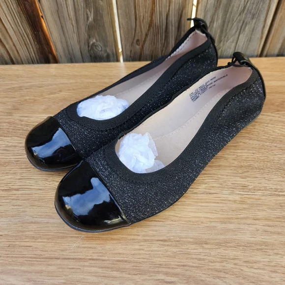 Aeizona Jean Con. Elegant Black Girls Flats Size 2M - Picture 2 of 15